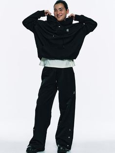 Composition : NYLON 100%Color : BLACKCountry of Origin : KOREA Black Relaxed Fit Wide-leg Cargo Pants, Black Sporty Straight Parachute Pants, Sporty Black Wide Leg Pants With Pockets, Black Loose-fit Parachute Pants For Streetwear, Black Ankle-length Cargo Pants In Techwear Style, Black Relaxed Fit Ankle-length Cargo Pants, Black Ankle-length Cargo Pants For Techwear, Black Techwear Ankle-length Bottoms, Black Techwear Ankle-length Pants