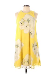 Calvin Klein Cocktail Dress Size: 8 Yellow Dresses - used. 100% POLYESTER, Mock, High Low, Sleeveless | Calvin Klein Cocktail Dress: Yellow Dresses - Used - Size 8 Yellow Calvin Klein Dress, Calvin Klein A-line Midi Summer Dress, Calvin Klein Summer Midi Dress Knee-length, Calvin Klein A-line Midi Dress For Summer, Casual Knee-length Sleeveless Dress By Calvin Klein, Casual Calvin Klein Knee-length Sleeveless Dress, Calvin Klein Sleeveless Dress For Daywear, Calvin Klein Spring Daywear Dresses, Summer Floral Print Calvin Klein Dresses