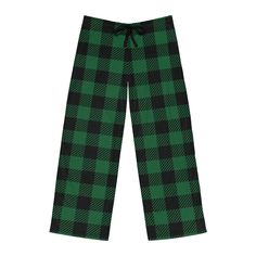 Green and Black Plaid Holiday PJ Pants are the perfect lounge pants for Dad or any special man in your life! 100% polyester jersey knit fabric - a silky smooth choice that, along with the relaxed fit, helps anyone feel at ease. Their back elastic with a drawstring tie and all-over-print capability deliver great looks with the best fit possible. .: 100% polyester .: Light fabric (6 oz/yd² (203 g/m .: Relaxed comfort fit .: Back elastic and a black drawstring tie .: White seam thread .: Sewn-in ca Plaid Bottoms With Elastic Waistband For Loungewear, Plaid Long Pants For Lounging, Casual Plaid Lounge Pants, Casual Plaid Lounging Bottoms, Casual Plaid Bottoms For Lounging, Green Pajama Pants, Plaid Pj Pants, Boys Pjs, Mens Pajama Pants