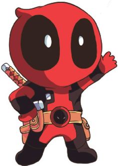 the deadpool character is holding a camera