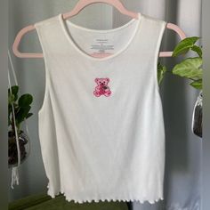 Xl Strawberry Bear Top. Never Worn. Strawberry Bear, Pink White, Crop Top, Womens Tops, Crop Tops, Pink, Women Shopping, White, Color