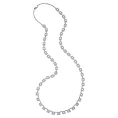 Diamond white gold long necklace Round- and baguette-cut diamonds of approximately 32 carats, 18 karat white gold; chain marked 18K Size: width 0.31 inch, length 31 inches Total weight: 69.3 grams Formal Baguette Diamond Necklaces, White Gold Baguette Cut Necklace For Evening, White Gold Baguette Cut Necklaces For Evening, Formal White Gold Necklace With Baguette Diamonds, Formal White Gold Necklaces With Baguette Diamonds, Baguette Cut White Gold Necklace For Evening, Platinum Baguette Diamond Necklace, Formal White Gold Diamond Necklace With Baguette Diamonds, Formal White Gold Diamond Necklace With Baguettes