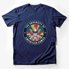 American Samoa University Seal T-Shirt, Patriotic Eagle College Emblem Unisex Tee, Vintage Crest Design Shirt, Casual Wear Male T-Shirt Custom graphic T-Shirt.Customize your color Casual Short Sleeve T-shirt With University Logo, Casual Cotton T-shirt With University Logo, University Logo Graphic Tee For Fans, University Logo Graphic Tee With Crew Neck, University Logo Short Sleeve Fan Apparel Top, University Logo Graphic Cotton T-shirt, University Logo Cotton T-shirt For Fans, Short Sleeve University Logo Graphic Tee, University Logo Cotton Short Sleeve Top