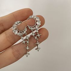 Fashion Element: Moon, XINGX 
 Style: Fairy style Piercings Ideas, Fairy Style, Star And Moon, Fairy Fashion, Opal Earrings, Watch Necklace, Ear Studs, Stars And Moon, Colorful Fashion