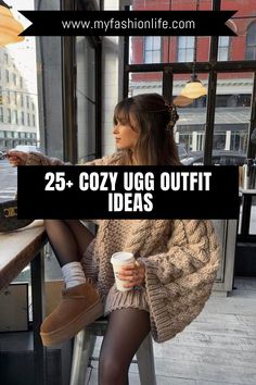 Ugg Outfit Ideas Casual Winter Outfits Ugg Boots, Casual Ugg Boots Outfit, Micro Ugg Boots Outfit, Office Outfits With Uggs, Cardigan And Uggs Outfit, Ugg Casual Outfit, How To Style Uggs Boots, Ugg Tasman Skirt Outfit, Business Casual With Uggs