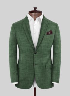 Epitomize the prestigious flair with our Bamboo Wool Abundant Green Jacket adds a modern twist to create timeless contemporary pieces. Radiate high-class elegance with this piece, crafted from a blend of bamboo wool, linen and silk fabric, which bestows a lustrous, smooth and sumptuous feel oozing out an airy feel with a green shade of solids expressing an eternal appeal. Hoist a style perspective with a meticulously tailored green jacket that makes the most versatile couture while giving off ul Master Tailor, Wool Suit, Italian Fabric, Double Breasted Suit, High Class, Jacket Buttons, Black Button, Green Fabric, Green Jacket