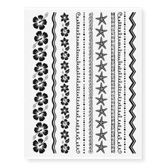 a sheet of black and white temporary tattoos