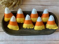 small candy cones with orange and white stripes