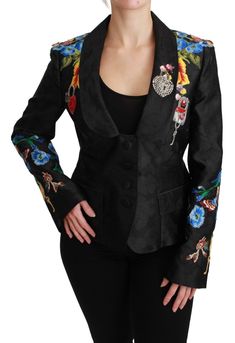 Dolce & Gabbana Black Brocade Crystal Blazer Jacket Model Blazer, Plus Size Blazers, Dolce Gabbana Jacket, High Heel Stiefel, Crystals Beads, Dolce E Gabbana, Casual Blazer, Dolce & Gabbana, Designer Wear