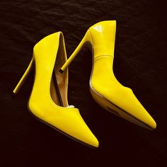 Yellow Stiletto Point Toe Heels For Women New 9 Chic Yellow Pointed Toe Court Shoes, Yellow Pointed Toe Court Shoes For Party, Yellow Pointed Toe Party Court Shoes, Yellow High Heel Court Shoes For Formal Occasions, Yellow High Heels For Office, Yellow Court Shoes For Spring Party, Chic Yellow Heels For Night Out, Yellow Heels With 4-inch Heel For Night Out, Yellow High Heel Court Shoes For Party