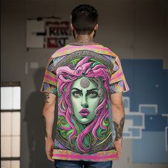 Thank you for looking at this 100% COTTON all over print shirt !! Brand new exciting tees for the new year! This is a handmade tee shirt that is created for you. For more cool new designs https://www.etsy.com/shop/ConceptualSubculture?ref=seller-platform-mcnav§ion_id=36181799 The shirt is nice and roomy and true to size. The softness is incredible ,the shirt is full length so can f and wont shrink much if any. Sizing is for a man, but fine for woman who don't like fitted garments. If you want this motif on any other style item, lmk and we can make a listing for you Please allow for 10 business days to create this and 20 days to ship. If you have any questions feel free to ask me, or any issues, or delays due to USPS. Im fairly new to the print on demand services but I am using a top qualit Pink Club, Medusa Art, Pop Art Comic, Art Comic, Shirt Brand, Rococo, Print Shirt, Shirt Price, Cotton Tee