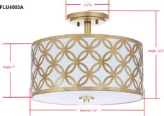 an image of a light fixture with measurements