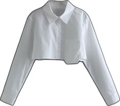 White Cotton Cropped Long Sleeve Shirt, White Cotton Long Sleeve Cropped Shirt, White Long Sleeve Cropped Cotton Shirt, White Long Sleeve Cropped Shirt For Fall, Fitted Cropped Long Sleeve Shirt For Daywear, Trendy Long-sleeved Cropped Shirt With Button Closure, Trendy White Long Sleeve Cropped Shirt, White Cropped Long Sleeve Shirt With Buttons, White Button-up Cropped Shirt