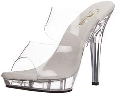 PRICES MAY VARY. Textile Heel: 5" Platform:0 3/4" Rubber sole Clear Pumps, Clear High Heels, Platform Mules, Sandal Online, Stiletto Shoes, Platform Slides, Clear Heels, Mule Sandals, High Heels Stilettos