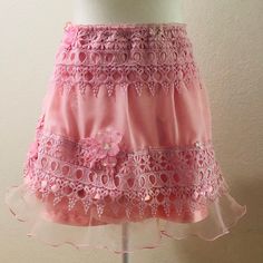 Girly Pink Skirt With Ruffles And Detail Girly Skirts, Angel Outfits, Skirt With Ruffles, Outfit Reference, Frilly Skirt, Throwing Fits, Pink Costume, Beaded Skirt, Womens Tweed