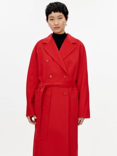 Women's Cashmere Double-Breasted Long Coat Red - Gobi Cashmere Gobi Cashmere, Double Breasted Long Coat, Studio Shots, Womens Cashmere, Ski Jacket, Long Coat, Candy Cane, Double Breasted, Coats For Women