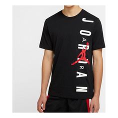 Jordan Air Flying Man Logo Round Neck Short Sleeve T-shirt Black CW0393-010 Casual Short Sleeve Shirt With Logo, Flying Man, Jordan Air, Round Logo, Man Logo, Logo Tees, Nike Jordan, Stylish Sneakers, Branded T Shirts