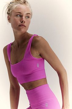 An ultra-flattering sports bra that transitions to brunch, Bikram and beyond with a square neck and ribbed details to enhance the shape of your body. * Ribbed bottom band stays in place * Low square back * Wide straps for extra support * Equipped with SPF 30 UV protection | Good Karma Square-Neck Bra by FP Movement at Free People, Living Magenta, M/L Sports Ribbed Scoop Neck Sports Bra, Sporty Ribbed Scoop Neck Sports Bra, Ribbed Scoop Neck Sports Bra In Athleisure Style, Seamless Scoop Neck Sports Bra, Athleisure Ribbed Scoop Neck Sports Bra, Good Karma, People Living, Shape Of You, Fp Movement