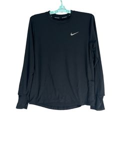 Very nice Nike Running long sleeve. Normal wear. Lots of life left. Functional Black Long Sleeve T-shirt, Nike Functional Crew Neck Top, Functional Nike Crew Neck Top, Nike Functional Black Tops, Nike Black Functional Tops, Functional Black Nike Tops, Nike Functional Streetwear Tops, Black Long Sleeve Sports Shirt, Crew Neck Shirt