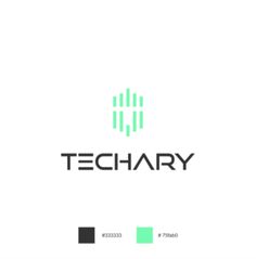 the logo for techary is shown in green and gray colors, with an abstract shape