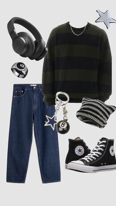 Downtown boy outfit #outfitinspo Blue Converse Outfit, Downtown Boy, Bad Boy Outfits, Boys Aesthetic Outfits, Punk Style Outfits, Silly Clothes, Unusual Clothes, Aesthetic Outfits Men, Downtown Outfits