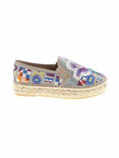 PLEASE Check Measurements, Do Not Go By Mfg.'s. Sizing   ~*~ JOHNNY WAS   Size:  39 Euro / 9 US      Fabric: Canvas / Rope Colors:  Multi   Description: Beautiful, Espadrille Slip On Sneakers Colorful Embroidered Uppers Rope Soles Pansies On Top  Center Thick Ribbed Rubber Soles New, Without Box    Please View Both Photos For Details   ~*~      Please Allow A Few Extra Inches For Fit To Assure Your Happiness In This Purchase Please Ask Any Measurement Questions You May Have & Compare To A Simila Casual Embroidered Slip-on Sneakers, Casual Embroidered Closed Toe Sneakers, Embroidered Slip-on Sneakers For Summer, Summer Embroidered Slip-on Sneakers, Casual Multicolor Sneakers With Embroidered Logo, Multicolor Embroidered Low-top Sneakers, Casual Sneakers With Multicolor Embroidery And Round Toe, Multicolor Embroidered Logo Low-top Sneakers, Multicolor Textile Sneakers With Woven Sole