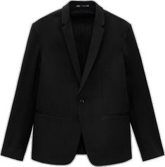 Classic Black Zara Blazer, Zara Suits, Elastic Fabric, Zara Black, Lapel Collar, Zara, Blazer, Elastic, Black