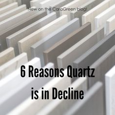 rows of gray and white tile with the words 6 reasones quartz is in decline