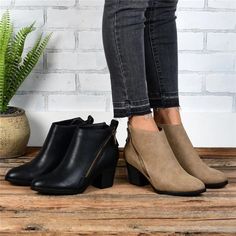 Side Zipper Chunky Heel Ankle Retro Boots Trendy Ankle-high Booties With Zipper, Trendy Heeled Boots With Side Zipper And Round Toe, Trendy Ankle-high Booties With Zipper Closure, Trendy Winter Booties With Zipper Closure, Trendy Heeled Boots With Side Zipper For Fall, Trendy Fall Heeled Boots With Side Zipper, Trendy Side Zipper Boots For Fall, Trendy Fall Boots With Side Zipper, Trendy Spring Booties With Zipper Closure