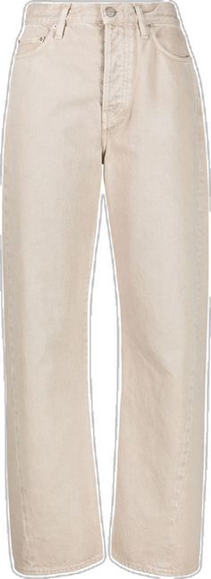 Classic Beige Wide Leg Jeans, Beige Straight Jeans With Belt Loops, Cream Cropped Leg Bottoms With Five Pockets, Classic Cream Pants With Five Pockets, Classic Cream Jeans For Workwear, Classic Cream Wide Leg Jeans, Neutral Cotton Jeans With Five Pockets, Beige Tapered Leg Jeans With Five Pockets, Classic Cream Jeans With Five Pockets