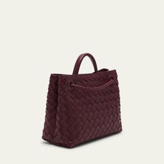 Bottega Veneta "Andiamo" tote bag in intrecciato leather  Top handle, 2.4" drop Adjustable crossbody strap Can be worn as a top handle or crossbody bag  Open top with magnetic closure; center knot accent  Interior, one zip pocket and one slip pocket  Approx. 7.9"H x 9.6"W x 3.9"D Made in Italy Andiamo Bag, Bottega Veneta Andiamo, Travel Size Perfume, Evening Flats, Cleanser And Toner, Makeup Shop, Lingerie Romper, Shop Small, Open Top