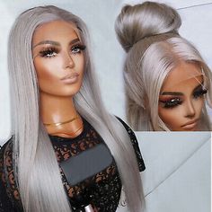 Natural Hair Wigs, Grey Wig, Synthetic Lace Wigs, Colored Wigs, Straight Lace Front Wigs, Lace Closure Wig, Brown To Blonde, Synthetic Lace Front Wigs, Blonde Color