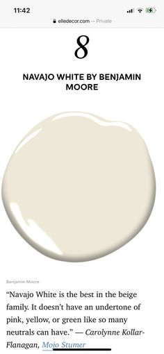 an image of a white paint with the words navajo white by enamin more