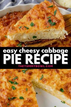 easy cheesy cabbage pie recipe in a casserole dish