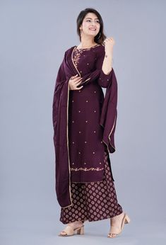 Diwali Embroidered Palazzo Set With Straight Kurta, Embroidered Long Sleeve Palazzo Set For Diwali, Diwali Sharara With Embroidered Border And Straight Kurta, Festive Embroidered Purple Palazzo Set, Fitted Purple Embroidered Palazzo Set, Salwar Kameez With Embroidered Border For Diwali, Diwali Salwar Kameez With Embroidered Border And Straight Kurta, Fitted Sharara With Embroidered Border For Festive Occasions, Festive Long Sleeve Palazzo Set With Embroidered Border