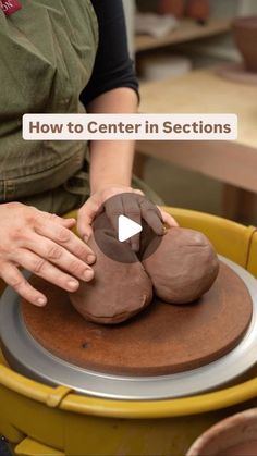 a person is making some kind of chocolate item on a table with the words how to center in sections