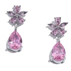 316 Stainless Steel Luxury Colorful AAA Cubic Zirconia Flower Exquisite Bling Earrings High Quality Fashion Party Jewelry Sophisticated Earrings, Casual Work Dresses, Bling Earrings, Love And Co, Silver Design, Old Money Style, Violet Flower, Color Rosa, Hair Claw