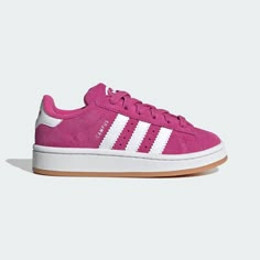 adidas Shop the Campus 00s Elastic Laces Shoes Kids - Pink at adidas.com/us! See all the styles and colors of Campus 00s Elastic Laces Shoes Kids - Pink at the official adidas online shop. Hot Pink Adidas, Adidas Shoes Women Campus, Pink Adidas Campus 00s, Adidas Shoes Campus 00, Adidas Campus 00s Colors, Pink Campus 00, Pink Adidas Campus, Adidas Campus Pink, Addidas Shoes Campus 00s Outfit