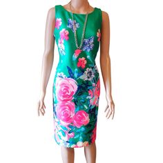 Dressbarn Floral Print Dress 8 P Condition: New With Tag Color: Green, Blue And Pink Size: 8 P Sleeveless, Mock Neck And Back Zipper Smoke Free Pet Free And Fast Shipping! Check Out My Store For More Items Like This. I Have A Variety Of Merchandise For Men, Women And Kids. Follow My Store To Stay Updated. Before Making Your Final Purchase, Please View All The Pictures And Read The Description. Thank You For Your Orders! Green Floral Print Sleeveless Dress For Party, Summer Sleeveless Sheath Dress With Floral Print, Green Midi Length Sleeveless Dress With Floral Print, Spring Green Sleeveless Floral Dress, Spring Floral Print Sheath Sleeveless Dress, Spring Sleeveless Sheath Dress With Floral Print, Floral Print Sheath Sleeveless Dress For Spring, Green Sleeveless Sheath Dress For Summer, Green Sheath Sleeveless Dress For Summer