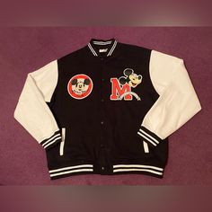 Nwt Disney Mickey Mouse Clubhouse Buttoned Down Varsity Jacket In The Colors Black, White, Red, And Gray In The Size 2xl 60% Cotton; 40% Polyester Condition: Nwt Measurements Shoulder: 22 1/2 Inches Chest: 27 Inches Waist: 25 1/2 Inches Length: 31 Inches Arm Sleeve Width: 10 Inches Arm Sleeve Length: 26 1/2 Inches Taking Offers Always Varsity Jacket Outfits, Varsity Jacket Outfit, Disney Mickey Mouse Clubhouse, Disney Jacket, Hi Fashion, Mickey Mouse Clubhouse, Arm Sleeve, Black White Red, Disney Mickey Mouse