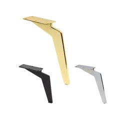 three different types of metal brackets on a white background, one is gold and the other is black