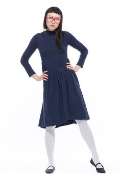 Think Audrey Hepburn classic cool chic dress. An easy pieces for a colder weather with long sleeves and mock neck. Small Batch Limited Quantities / Final Sale - Non-Returnable Super Low Stock Sale