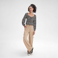 These high-rise cargo pants blend retro charm with modern utility, crafted from washed lyocell twill fabric for a relaxed, drapey feel. Featuring large patch pockets and double stitching, they offer both an urban edge and practical functionality. Wild Fable™: A look for every story. Straight Leg Cargo Pants, Modern Utility, Weave Shop, Baggy Pant, Fleece Pants, Womens Fleece, Twill Fabric, Bottom Clothes, Wild Fable