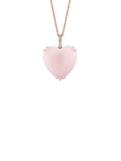 Complete Any Look On A Romantic Note With This Gorgeous Rose Gold Necklace. It Features A Heart-Shaped Pink Opal Pendant That Is Hung On A Diamond-Studded Loop. Pink Opal, 8.75 Tcw Diamond, 0.04 Tcw Diamond Color: Hi Diamond Clarity: I1-I2 14k Rose Gold Lobster Clasp Made In Usa Size Length, About 16" With 2" Extender Pendant Size, About 0.97" Please Note: Warranty Services Are Provided Exclusively By Ef. Center Core - Jewelry Trunk > Saks Off 5th. Effy. Luxury Heart Necklace For Valentine's Day Wedding, Luxury Heart Necklace For Wedding On Valentine's Day, Luxury Pink Heart Pendant Jewelry, Formal Pink Heart Cut Necklace, Luxury Pink Heart Cut Necklace, Luxury Pink Jewelry With Heart Charm, Elegant Heart Gemstone Necklace For Wedding, Luxury Heart-shaped Gemstone Necklaces, Elegant Heart Necklace With Gemstone For Wedding