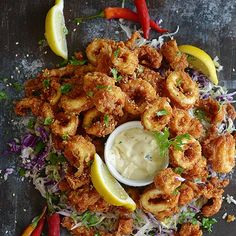 fried shrimp with coleslaw and dipping sauce