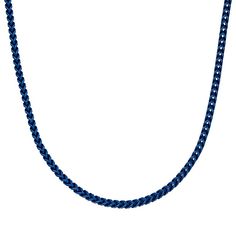 Add a cool pop of color to your style with this blue acrylic-coated stainless steel chain necklace. Add a cool pop of color to your style with this blue acrylic-coated stainless steel chain necklace. FEATURES Chain length: 22 in. Chain type: franco Chain width: 5 mm Total weight: 55 grams Clasp: lobster-claw Metal: stainless steel Finish: polished Packaging: boxed Size: 22". Gender: male. Age Group: adult. Blue Cable Chain Necklace As Gift, Modern Blue Metal Necklaces, Modern Blue Metal Necklace, Trendy Blue Chain Necklace Gift, Trendy Blue Chain Necklace For Gift, Blue Link Necklace For Gift, Blue Adjustable Chain Necklace As Gift, Blue Chain Link Metal Jewelry, Blue Stainless Steel Necklace With Adjustable Chain