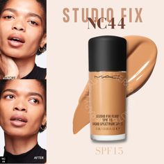 **New In Box** 30ml / 1.0 Us Fl Oz (Full Size) Exp 6/24 Nc44 Light Beige Golden Peach Tanned Caramel With Golden Undertone For All Skin Types Buildable Medium To Full Coverage Lightweight Oil Free 24-Hour Color True Natural Matte Finish Hydrating Mac Studio Fix Foundation, Sheer Foundation, Mac Foundation, Mac Studio Fix Powder, Mac Studio Fix Fluid, Waterproof Foundation, Studio Fix, Stick Foundation, Matte Foundation