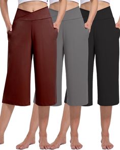 PRICES MAY VARY. MATERIAL:CAPRI PANTS FOR WOMEN STRETCH,made of polyester and spandex, like buttery soft & cozy touch for our skin friendly, 4-ways stretch, lightweight, casual summer yoga ladies capri pants REFINED QUALITY:3 Pack Women's Pants Casual Capri Pants,This palazzo Capris pants made from 90% Polyester, 10% Spande. Lightweight, soft fabric, breathable but non see-through FEATURE:CAPRI PAJAMA PANTS FOR WOMEN SOFT,slim fitted stretchy cross wrap waist & loose flowy bottom cut capris for women, with comfy and lightweight fabric, enjoy a comfortable relaxing day OCCASION:YOGA PANTS FOR WOMEN LOOSE FIT,2024 chic unique casual sporting style, good for yoga sport, exercise, walking fitness, lounge, around the house, you can match sexy crop tank tops to reveal v cross waist of cropped pa Walking Pants Women, Exercise Walking, Walking Fitness, Sport Exercise, Summer Yoga, Leg Yoga, Pocket Sweatpants, Womens Capri Pants, Soft Pajamas