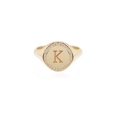 14k pave halo signet ring Signet Ring With Diamond, Type Face, Ring With Diamond, Initial Ring, Men's Jewelry Rings, Uppercase Letters, Ring Sizer, Initial Letter, Pinky Ring