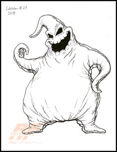 a drawing of a cartoon character with an evil look on his face and arms, standing in